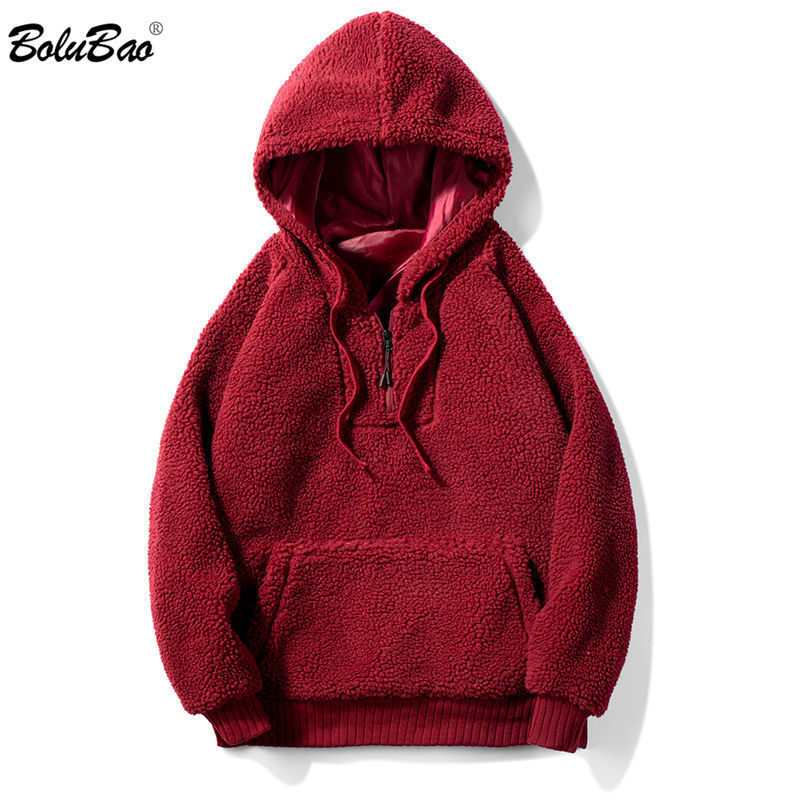 

BOLUBAO Fashion Men Hoodies Men' Wool Solid Color Big Pocket High Quality Hooded Sweatshirts Casual Hoodie Male Clothing 210518, Dark blue