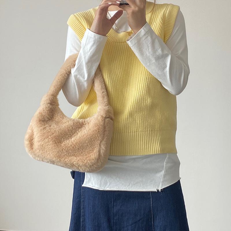 

Bag Tote Fashion Bags Faux Underarm Winter Fur Plush Cute Mcvsa For Shoulder Handbags Female Hobos Women Purse Small Soft Coin Ladies Chpho, Red