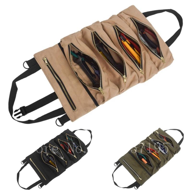 

Storage Bags Car Super Roll Tool Zipper Bag Multi-Purpose Canvas Up Organizer Bucket