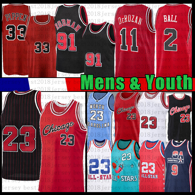 

Men's Youth Kid's 23 Scottie 33 Pippen Dennis 91 Rodman Basketball Jersey Demar 11 DeRozan Lonzo 2 Ball MJ North Carolina State University N, Youth jersey-xiaozi