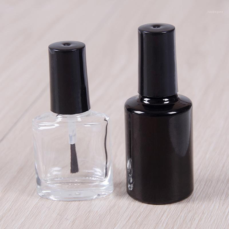 

Storage Bottles & Jars 10ML 15ML Empty Nail Polish Bottle Cosmetic Containers Glass With Brush Black Transparent A Lid