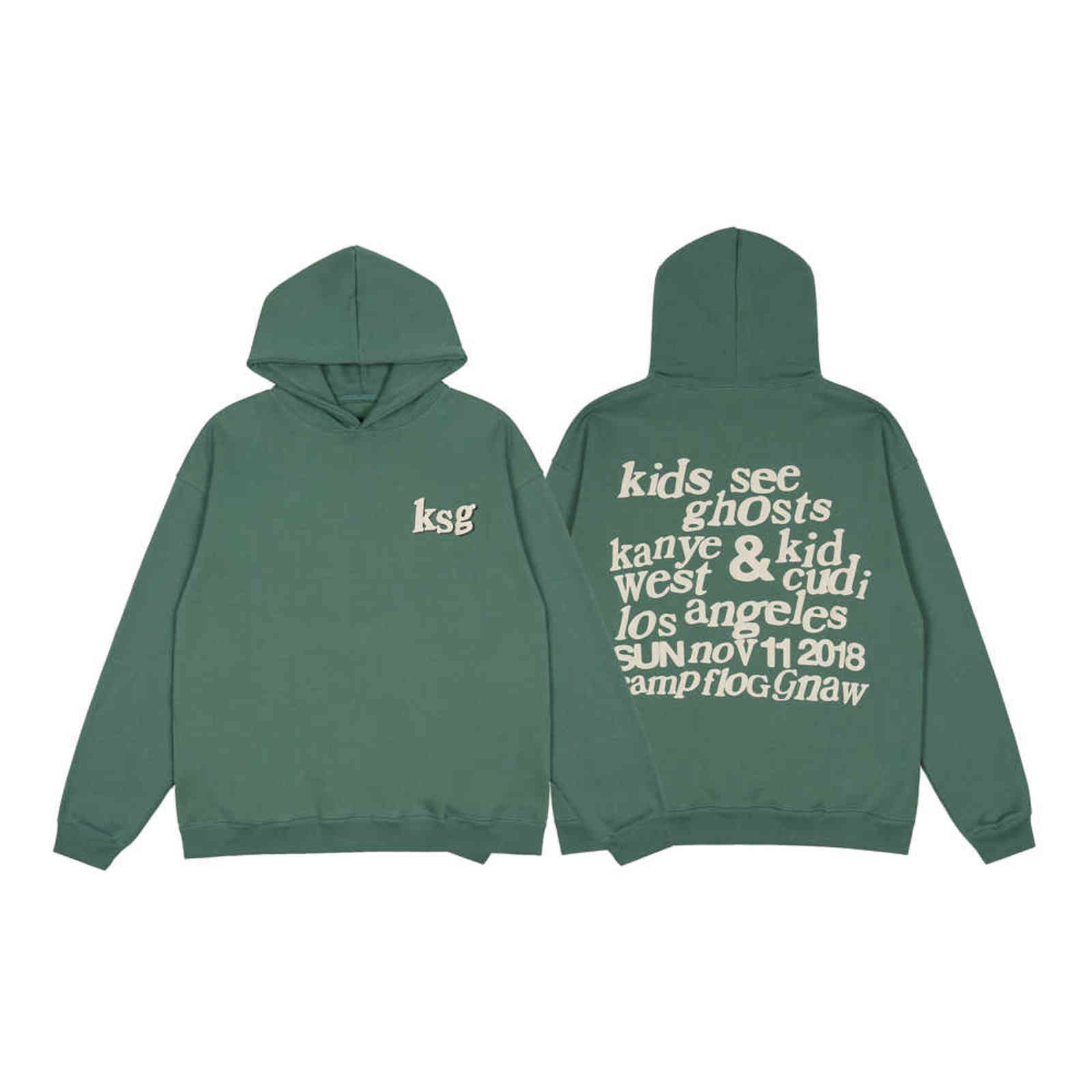 

Kanye West Foam Printing Kids See Ghosts Freeee Hoodie Streetwear Men Women 1:1 High Quality Ksg Winter Pullover Fleece Hoodies, Sshan031