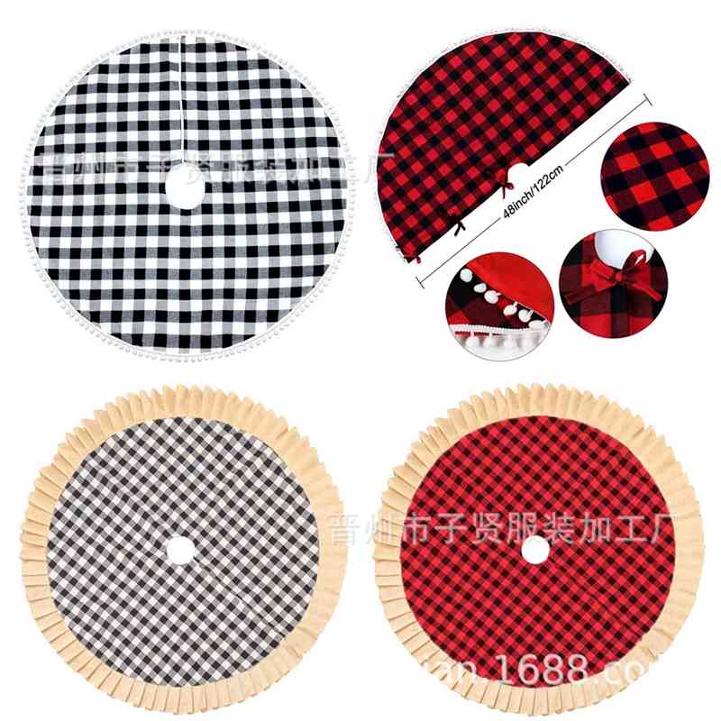 

skirt 90cm122cm black and white red plaid imitation linen party Christmas tree decoration
