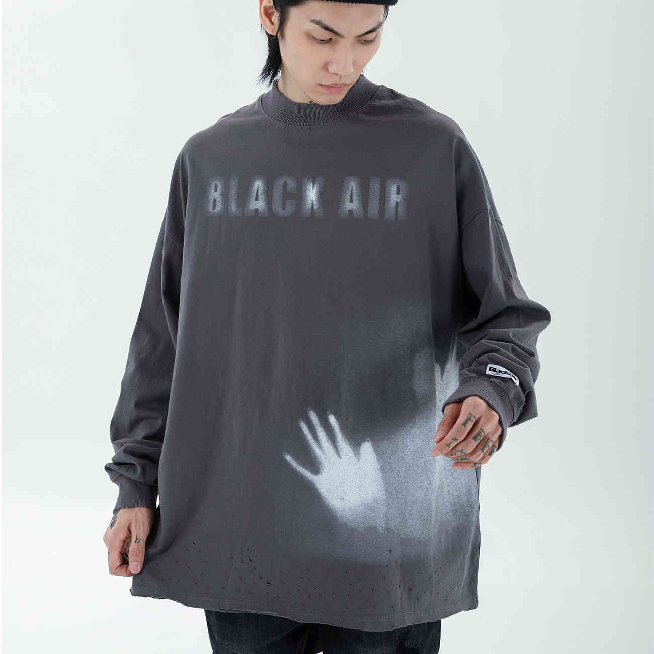 

2020 Autumn Winter Print T Shirt Long Sleeve Streetwear Hip Hop Tshirts Casual T-Shirt Cotton, White;black