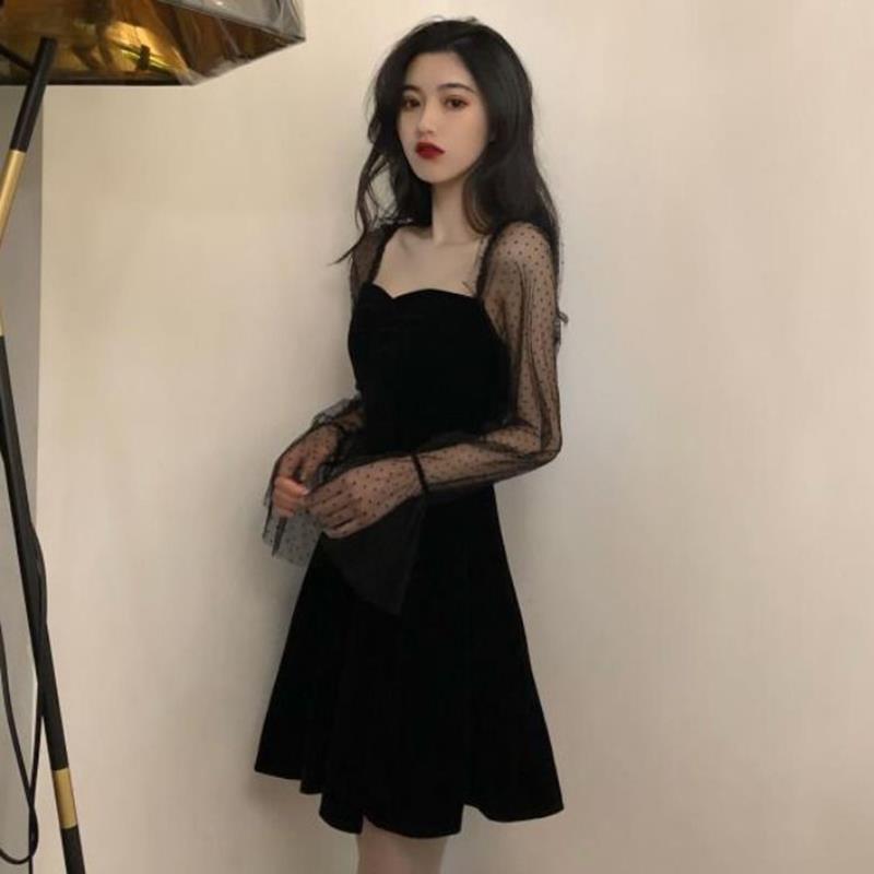 

dresses for womens above knee mini women black dress lace gothic vintage elegant evening party club a line puff, Black;gray