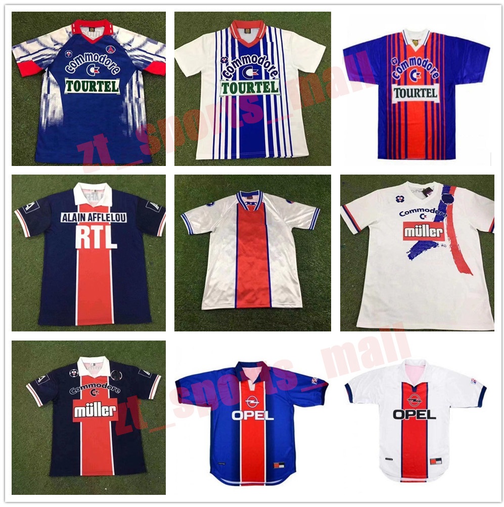 

02 03 91 93 94 95 96 psgs Retro Futebol Soccer Jersey Okocha Leroy Beckham 98 99 00 01 90 92 06 07 Classic Rai Anelka Ibrahimovic Ronaldinho, 91-92 home