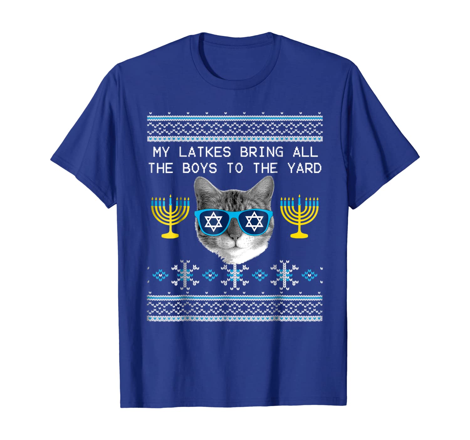 

hanukkah cat my latkes bring all the boys to the yard tee, White;black