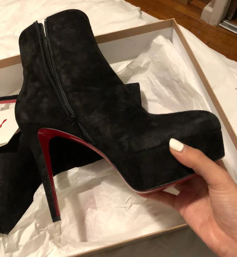 

[Original Box]Winter Fashion Lady Ankle Boots High Heels Womens Red Bottom Booties Platform Lady Booty Plafrom Cool Knight Boot Party Wedding Dress, 11