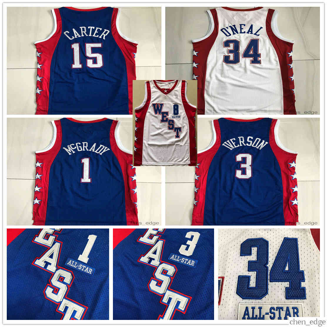 

Authentic Stitched 2004 All-Star Tracy 1 McGrady Vince 15 Carter Mitchell & Ness Hardwoods Allen 3 Iverson Swingman Basketball Jerseys, Black;red