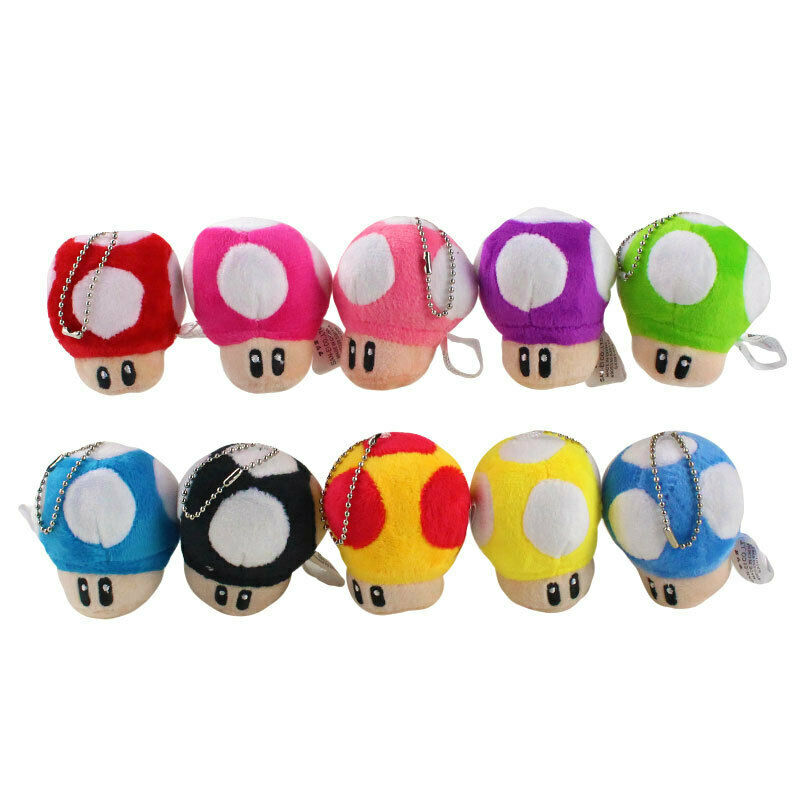 

50pc lot Mushroom Plush Keychain Doll Toys H8cm Pendant Xmas Gift, Multicolor