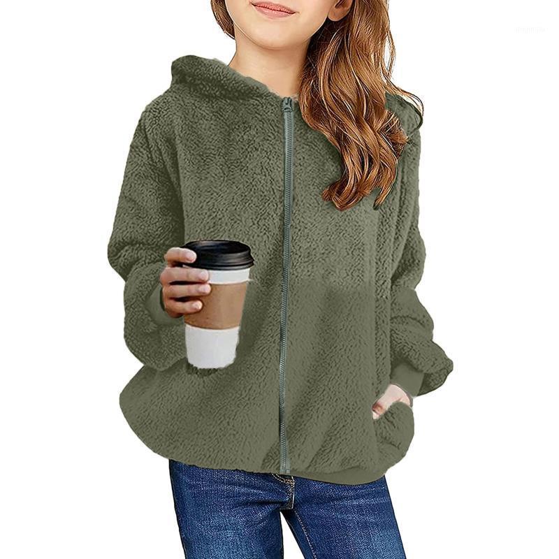 

Jackets Autumn Winter Girls Zip Up Hoodie Coat Fleece Children Girl Hooded Sweatshirts Warm Velvet Coats Outwear Kids Clothes, Blue;gray