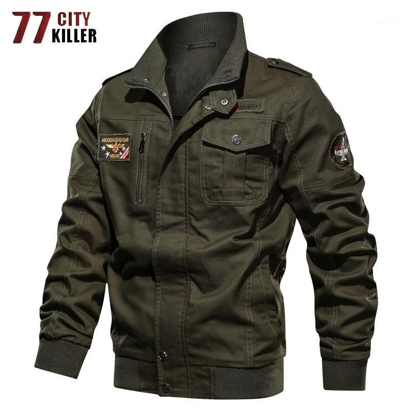 

Men's Jackets 77City Killer Plus Size Bomber Jacket Men Badge Multi-pockets Pilot Coats Male Military Clothing -6XL Chaqueta Hombre, Black