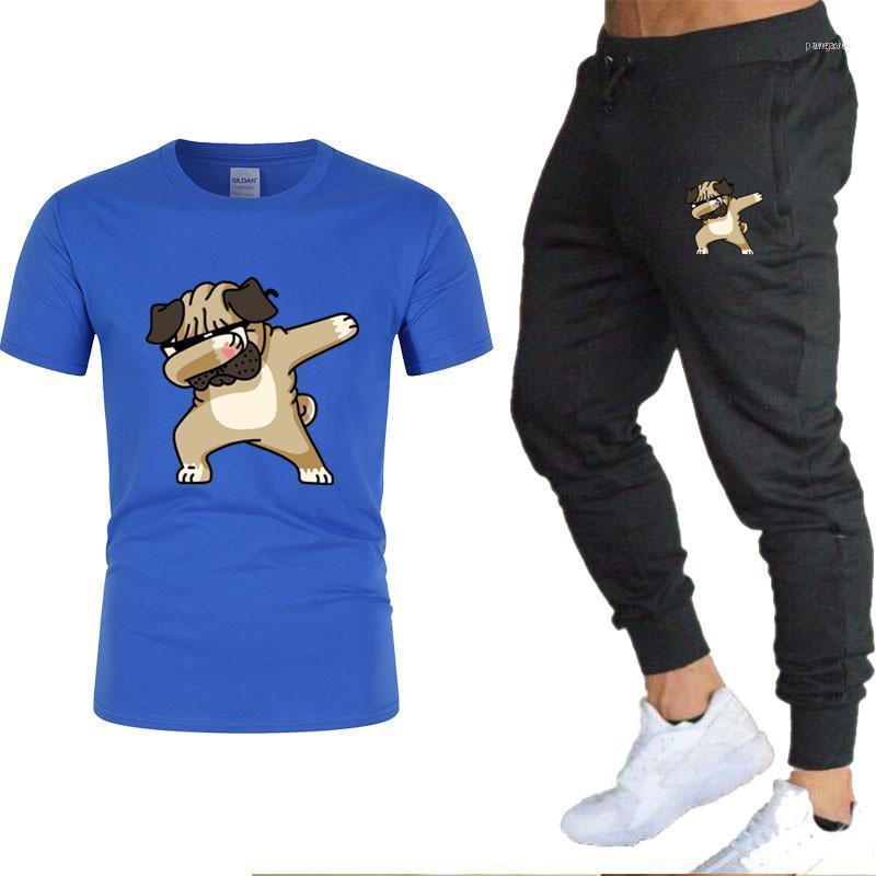 

Men's Tracksuits 2021 Fashion Sports Clothing T Shirt Male + Summer Pants Thin Cotton Casual Brand Men T-shirt Set1, Gray