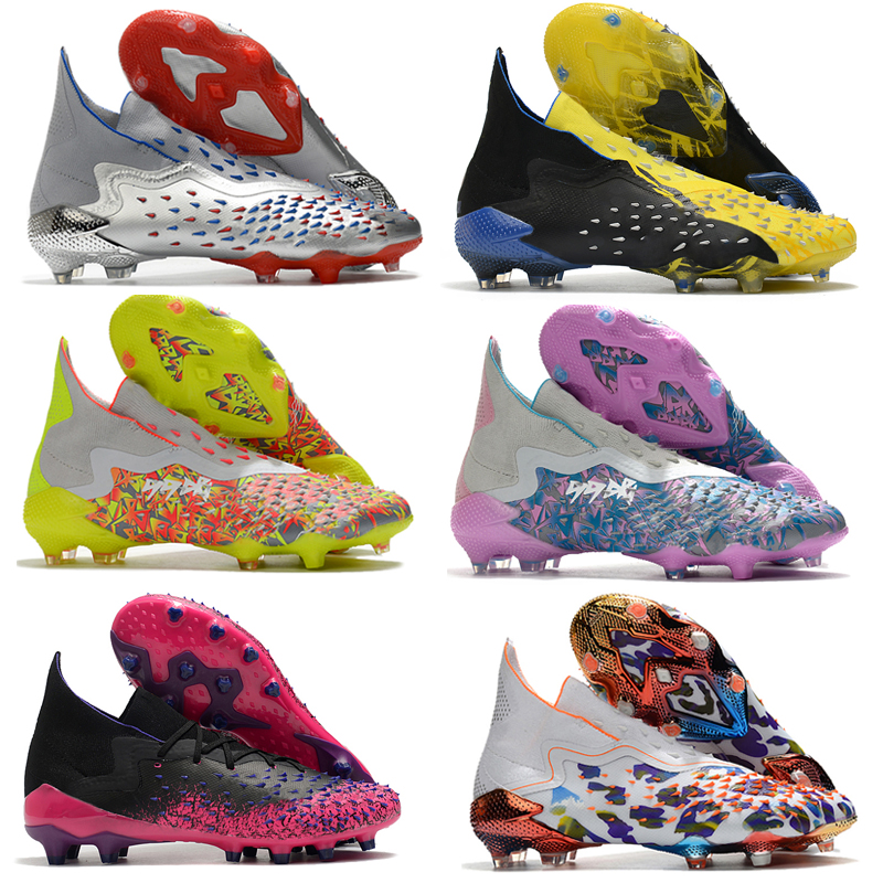 

Fashion Predator Freak.1 FG Soccer Shoes Meteorite Pack Black White Solar Red Yellow Crimson Volt Fuchsia Football Cleats Men Designer Boots Sneakers, 014