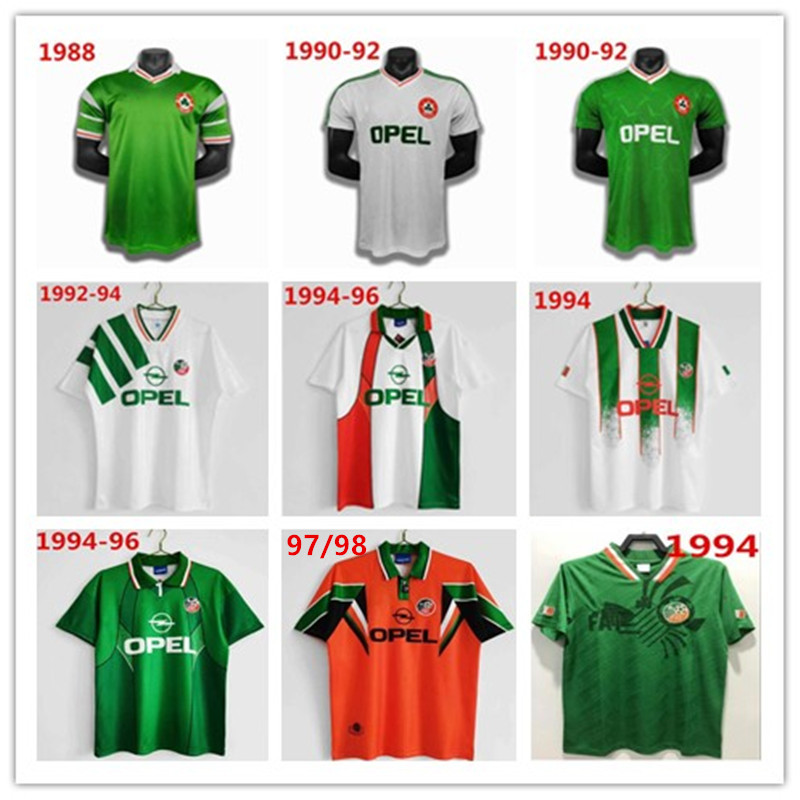 

Retro vintage jerseys 1988 1990 1992 1994 1995 1996 1997 1998 IrelandES Soccer shirt Republic of Ireland MCNAIR Football Shirts, Black;yellow