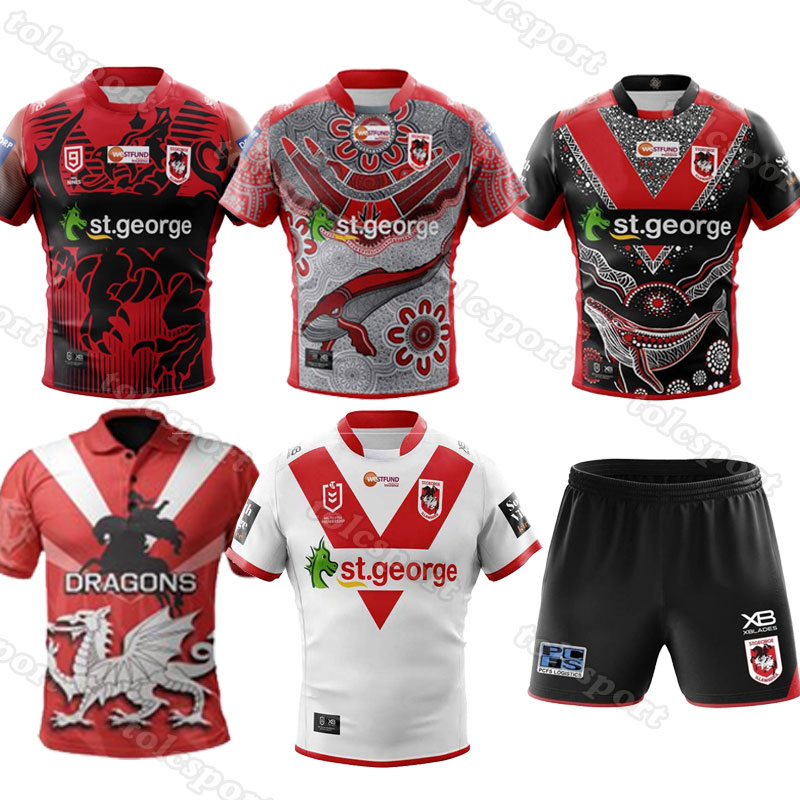 

2020 2021 ST GEORGE ILLAWARRA DRAGONS Jersey Commemorative Indigenous Rugby Jerseys Rugby League Jerseys Shirts sport pants shorts 5XL 4XL, Black;gray
