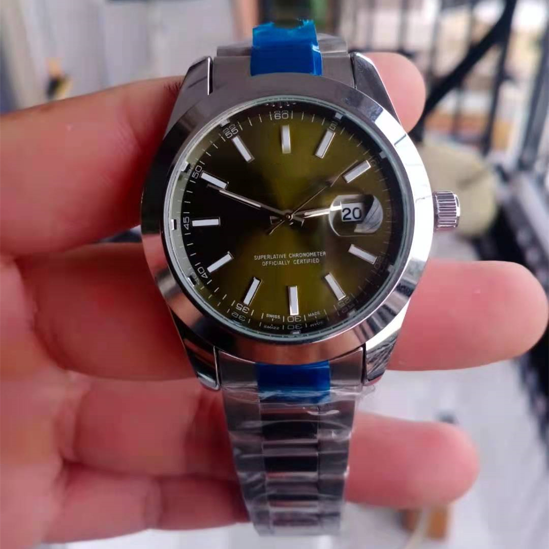 

fashion watch men's watches oyster datejust green dail wristwatches stainless steel strap quartz movement automatic calendar
