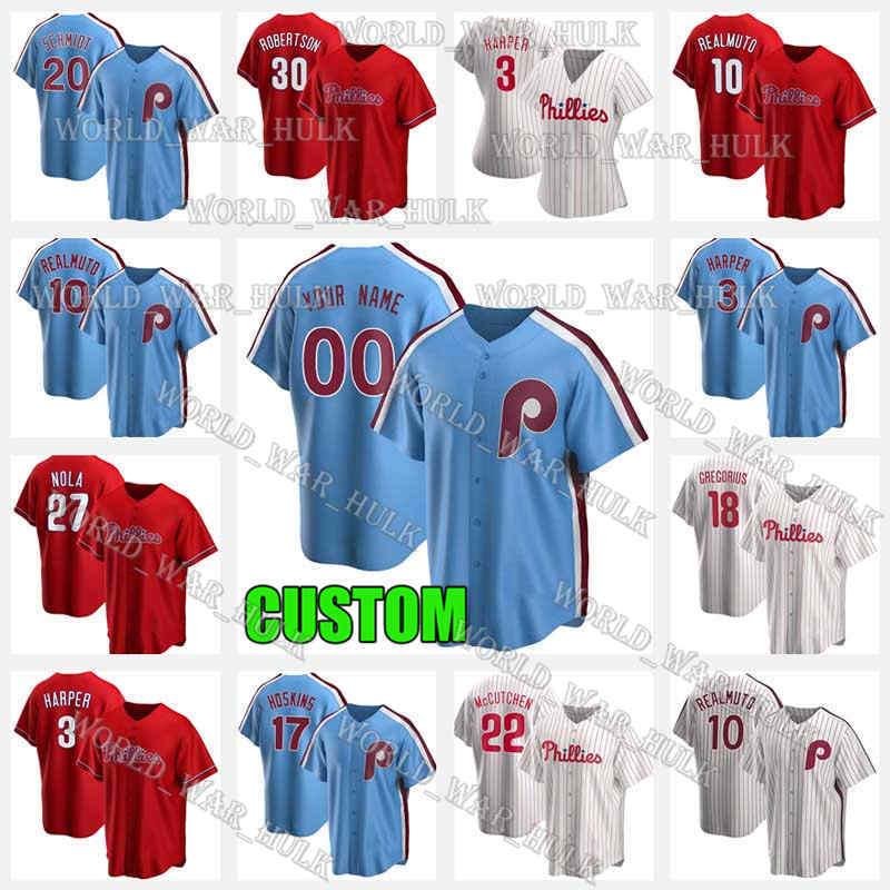 

3 Harper Jerseys Men Women Kids Bryce 10 JT Realmuto Custom 20 Mike Schmidt Andrew Baseball 27 Aaron Nola 17 Rhys Hoskins McCutchen, Blue;black