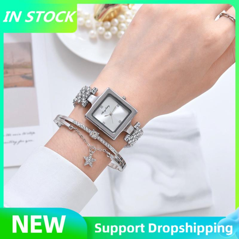 

Wristwatches 2022 Minimalist Small Square Watch With Diamond Women's Quartz Star Bracelet Combination Set