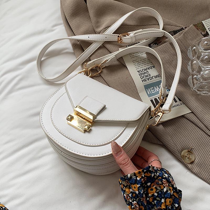 

Mini Crossbody Tote Bags For Women 2021 Semicircle PU Leather Designer Ladies Shoulder Handbags And Purses, Black