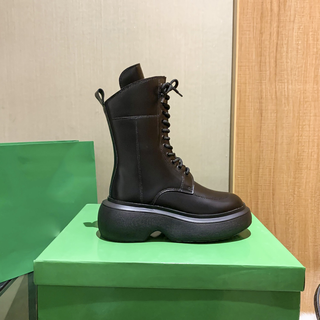 

BV women BOUNCE Platform lace-up boots Bulky rounded toe Leather shoes Beige black green size eu 35-40