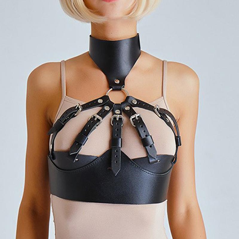 

Belts 2021 Women Suspenders Leather Harness Belt Body Bondage Cage Sexy Gothic Garter Lingerie Harajuku, Black
