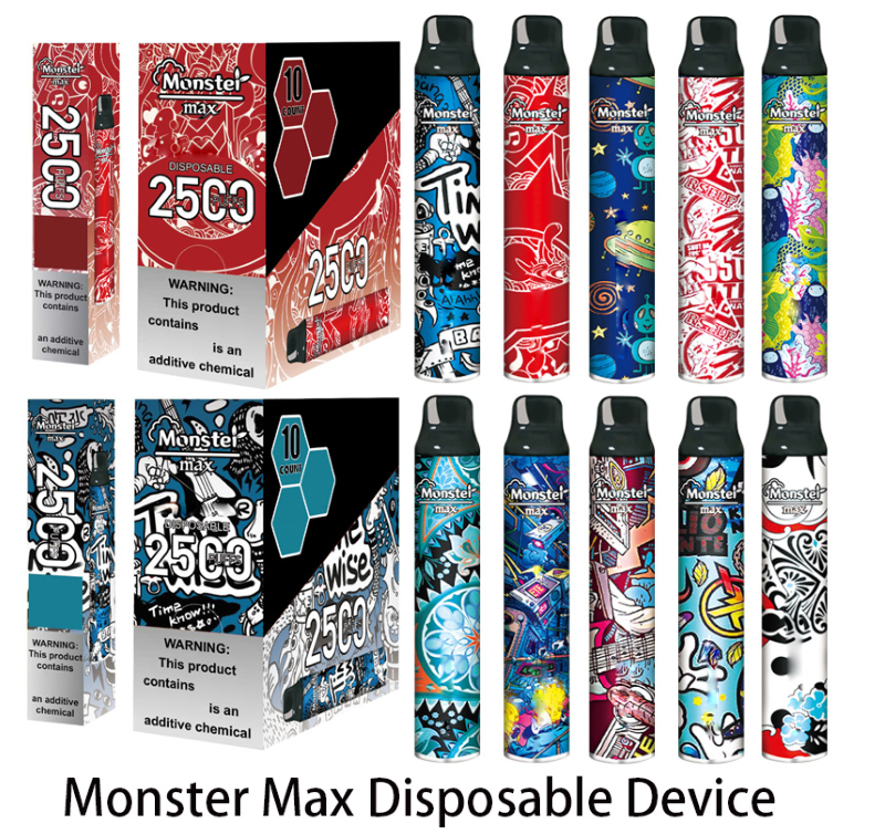 

Original Monster Max Disposable E Cigarettes Device Kit 2500 Puffs Prefilled Pod Vape Pen Authentic VS Bar Plus Dual