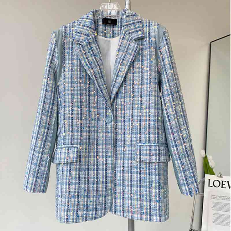 

Women' Suits & Blazers Gvuw jaqueta de inverno feminino design lantejoulas blazers outono nova manga longa versátil superior tweed casaco chegada 22DS, 1# shoe box