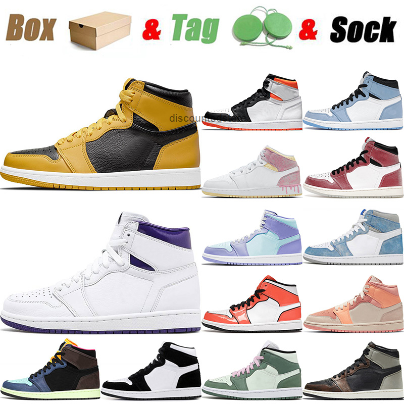 

WITH BOX 2021 Jumpman 1 1s Men Women Basketball Shoes Pollen Electro Orange Court Purple Freeze Out Outdoor Trainers Sneakers 36-47, D35 high unc patent 36-47
