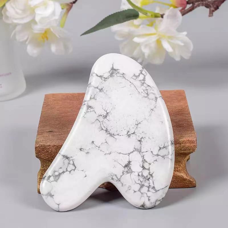 

White Howlite Guasha Board Massage Tool Face Lift Neck Eye Scraping SPA Acupuncture Beauty Relax Healing Crystal Gua Sha Stone