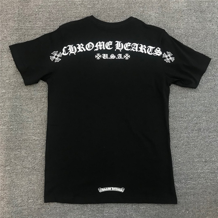 

Chrome/Hearts CH Chromehearts Chao Brandch Crosin Horseshoe Sanskrit Cross Letter Print Men's and Women's Short Sleeve T-shirt y, White;black