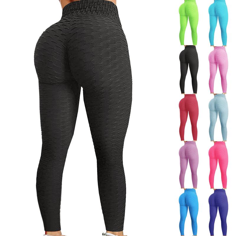 

Yoga Outfit 2021women's Leggings For Fitness Exercise Bubble Hip Lifting Pants Running High Waist Women's Quick-drying Push Up