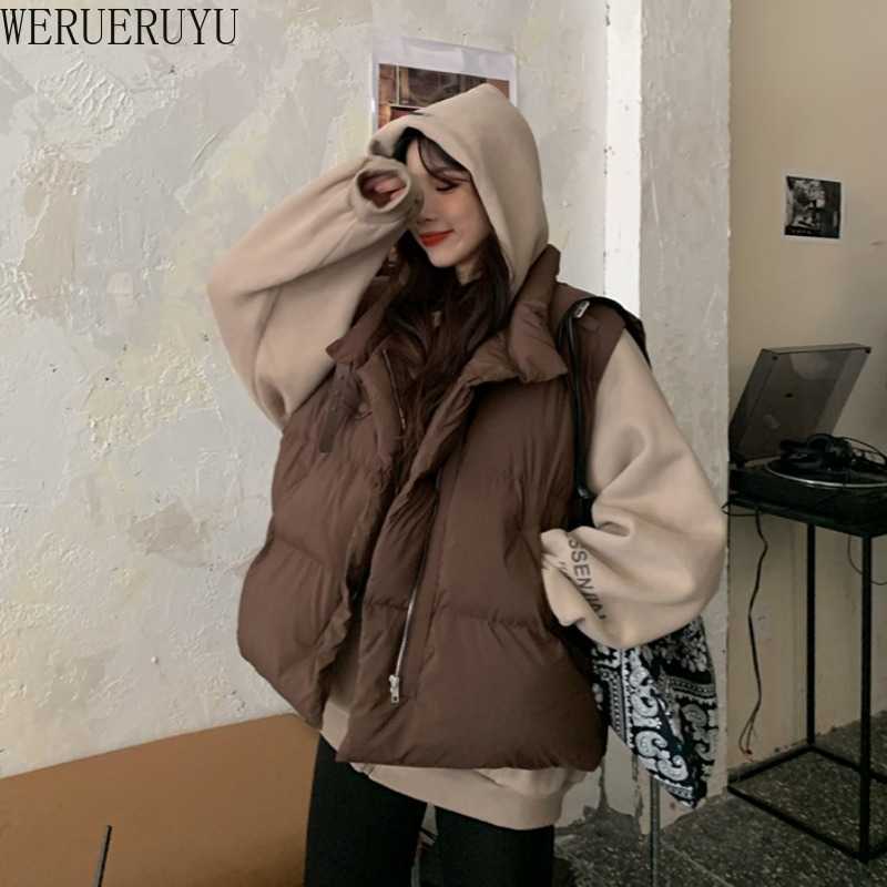 

WERUERUYU winter Women Cotton Vest Autumn Casual Warm Thick Waistcoat Sleeveless Solid Color Vest 210608, Photo color