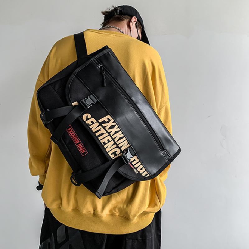 

Waist Bags Messenger Bag Couple Large Capacity Tooling Riding Japanese Functional Shoulder Diagonal Fashion Brand Laptop, Black