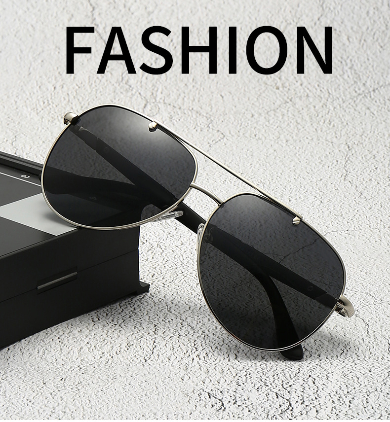 

Rivet pilot men women sunglasses double bridge Metal frame polarized lens Comfortable driving glasses UV400 Oculos De Sol Leather Case Box, White;black