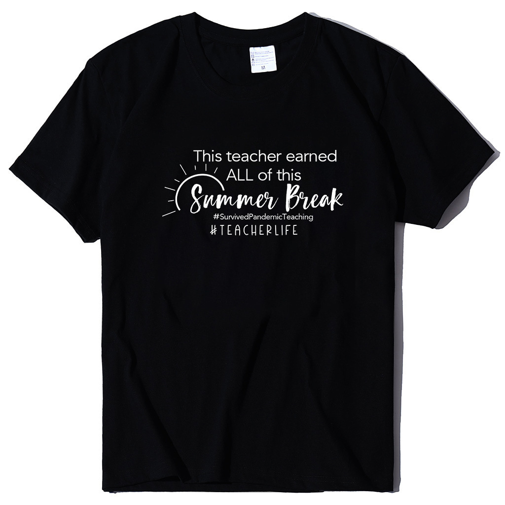 

this teacher eared english print loose large t-shirt short sve, White