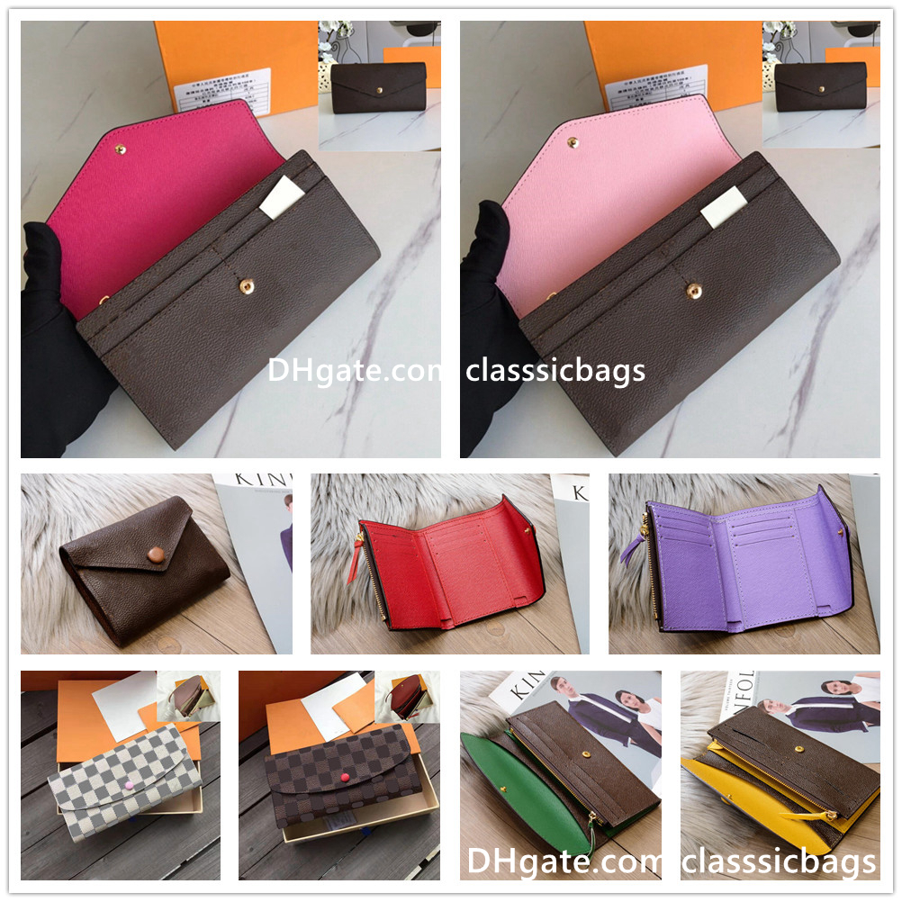 

Women luxurys long Wallet handbags multicolor coin purse Mens High Quality Top lady card holder brand designer flower leather 3 Fold Envelop, Red;black