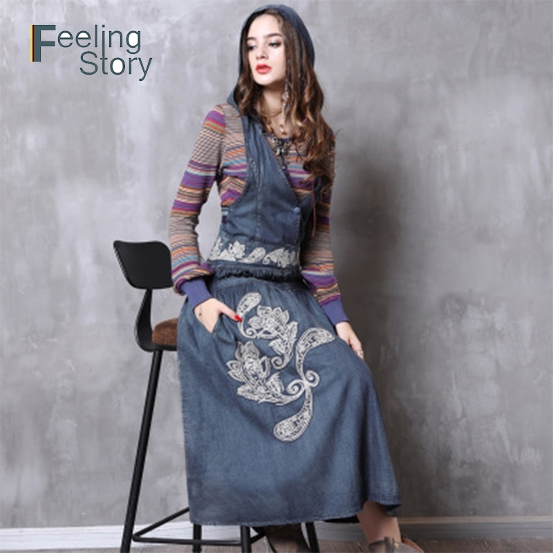 

Print Jean Sling Dress Retro Korean Style Single-breasted High-waisted Denim Woman Sexy Party Dresses 210603, Blue