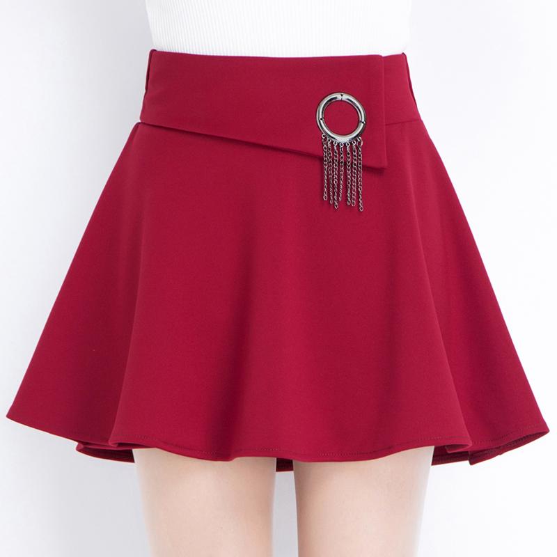 

Skirts 2021 Autumn Short Skirt Women Elastic Waist Pleated Urban Commuter OL Style Big Red Umbrella High, Black