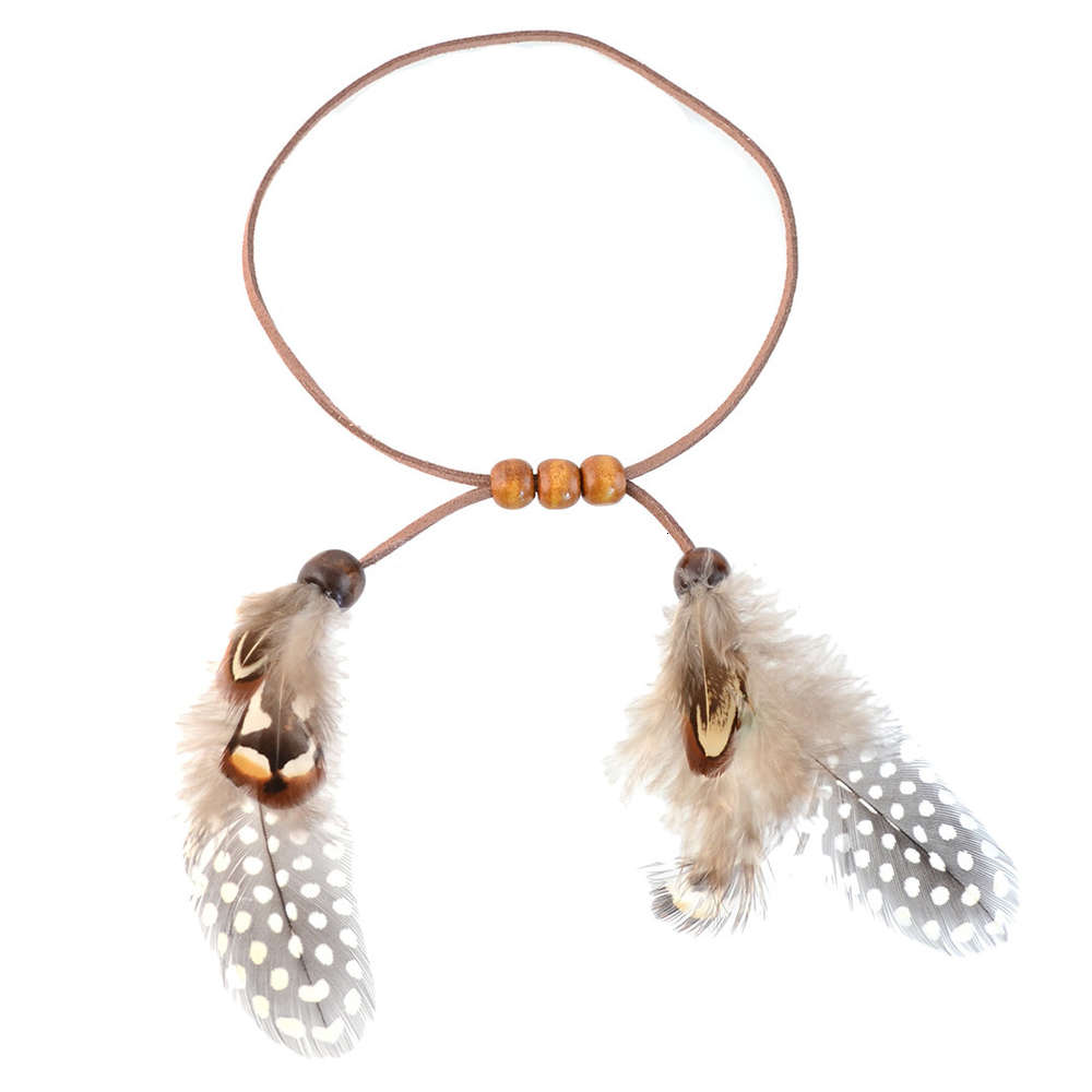 

Hand catenary style ethnic storm Semia feather Wood Bead Bracelet, Golden;silver