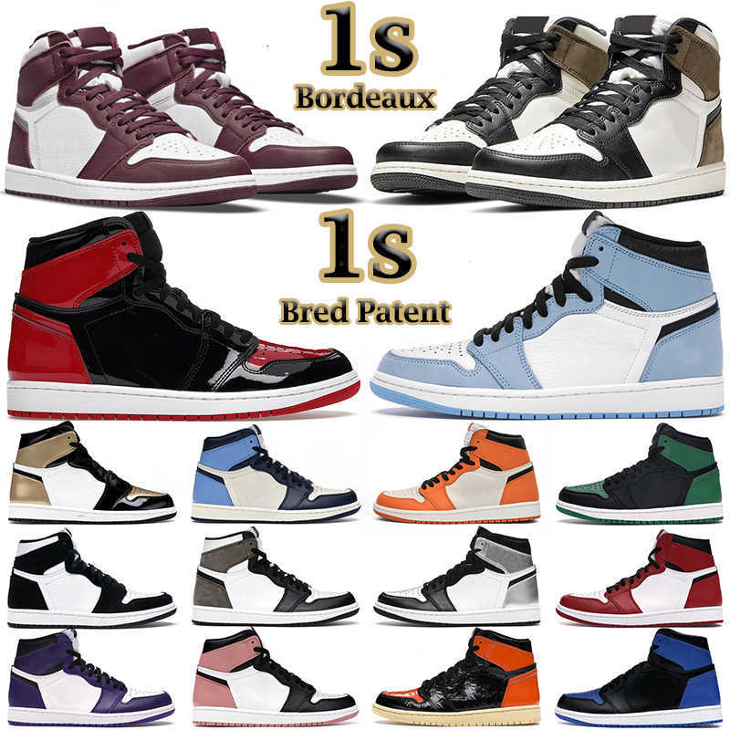 

men women basketball shoes 1s high OG 1 Bred Patent Bordeaux Prototype Electro Orange Shadow Hyper Royal University Blue Banned mens, 49