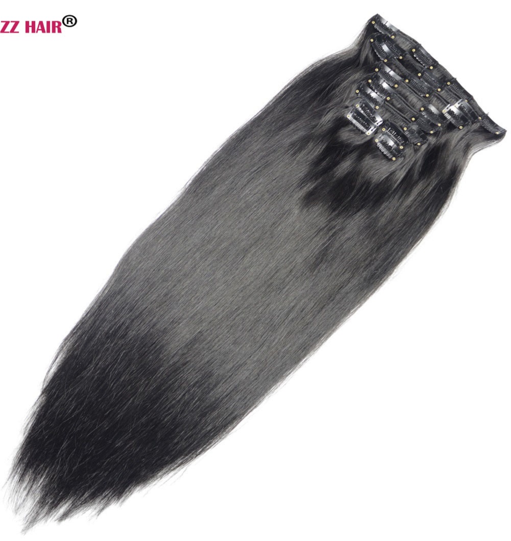 

16-28 inches 10pcs Set 300g 100% Brazilian Remy Clip-in Human Hair Extensions Clips Full Head Natural Straight