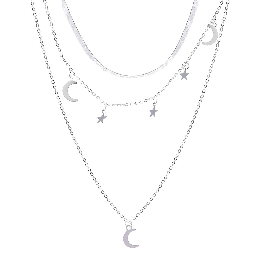

Simple Dress Necklace Alloy Pentagram Moon Ladies Necklace Neck Chain