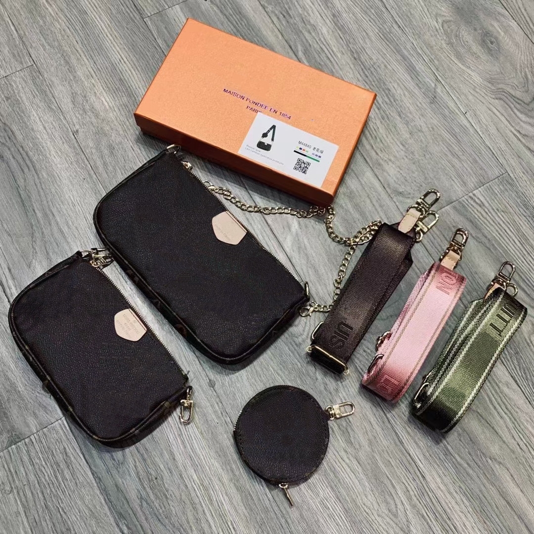 

3 pieces/set Multi Designers Luxurys Shoulder Bags + Purses Wallet Genuine Leather old flower Women's Fashion Crossbody Messenger Bag F