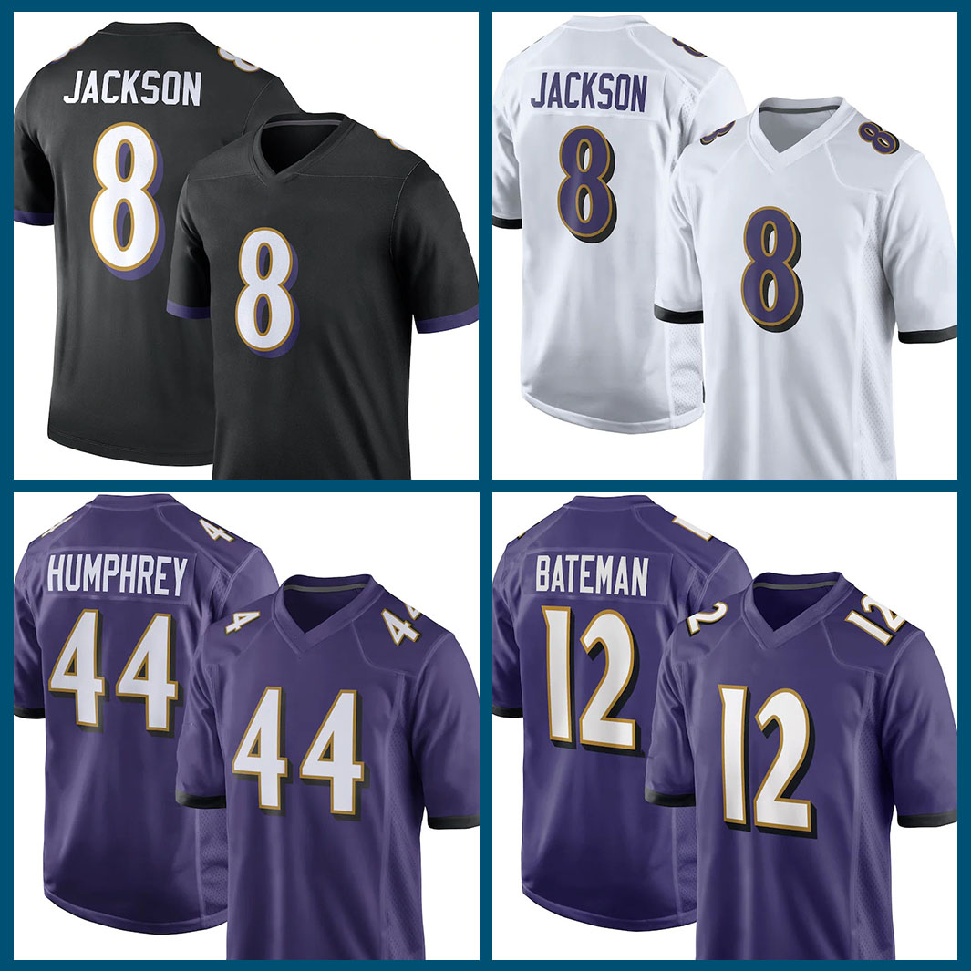 

Baltimore Ravens NFL 8 Lamar Jackson American football Jersey 44 Marlon Humphrey 12 Rashod Bateman 9 Justin Tucker 27 J.K. Dobbins 52 Ray Lewis 99 Odafe Oweh 20 Ed Reed, Youth(size:s-xl)-wuya