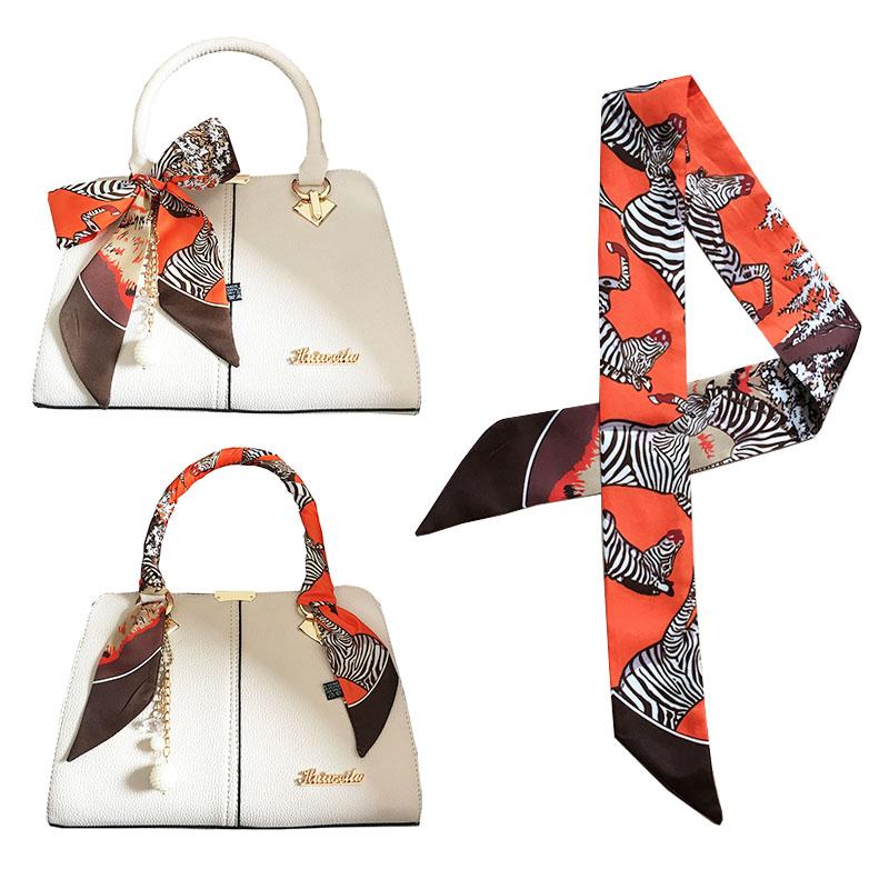 

Scarves Casual Women Silk Scarf Fashion Head Band Small Tie Zebra Horse Print Handle Bag Ribbons