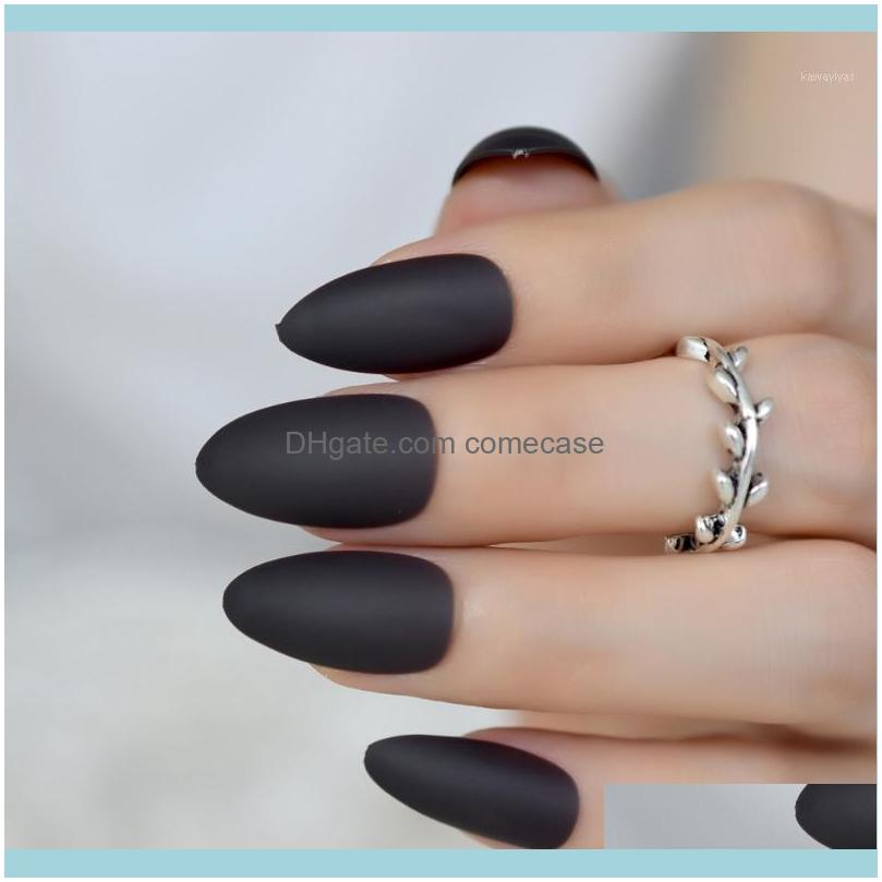 

Art Salon Health & Beautygray Grey Black Matte Stiletto Fake Nails Almond Pointed Press On Frosted Oval False Nail Full Er Artificial Faux O, Ivory