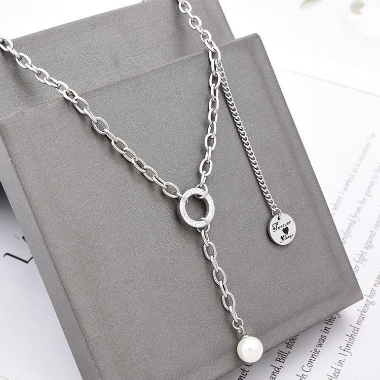 

Chains Simple Casual Style Accessory Chain Stainless Steel O-shaped 18k Gold Clavicle Pearl Pendant Women Jewelry