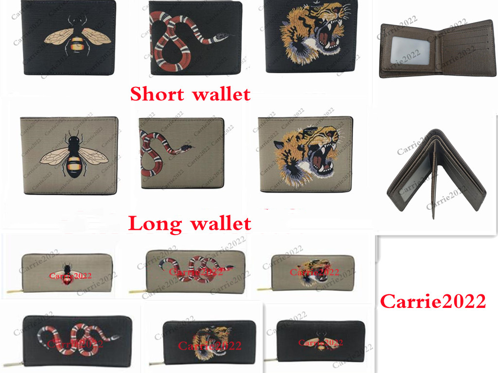 

1 pecs Good quality men animal Short Wallet Leather black snake Tiger bee Wallets Women Long Style Purse card Holders with gift box, Short black tiger