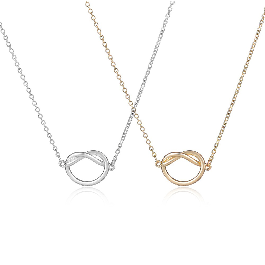 

2021 Infinity Forever Love Knot Necklaces Pendants For Couple Girlfriend Small Cute Rose Gold Color Chian Necklace